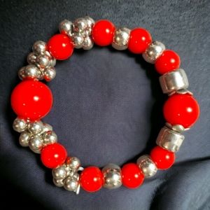 Red beaded stretch bracelet